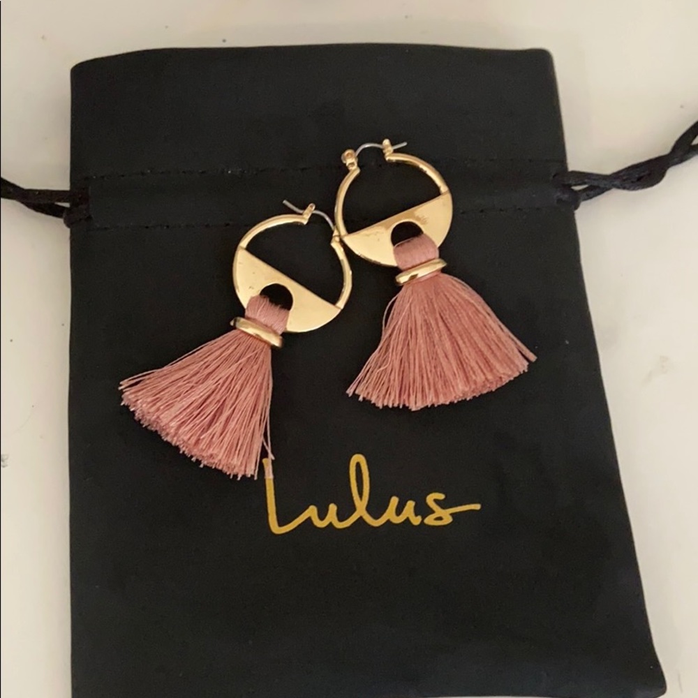 Lulu’s Pink and Gold Tassel Earrings